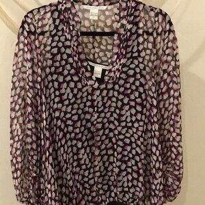 Diane Von Furstenberg Purple Pink Sheer Relaxed Blouse